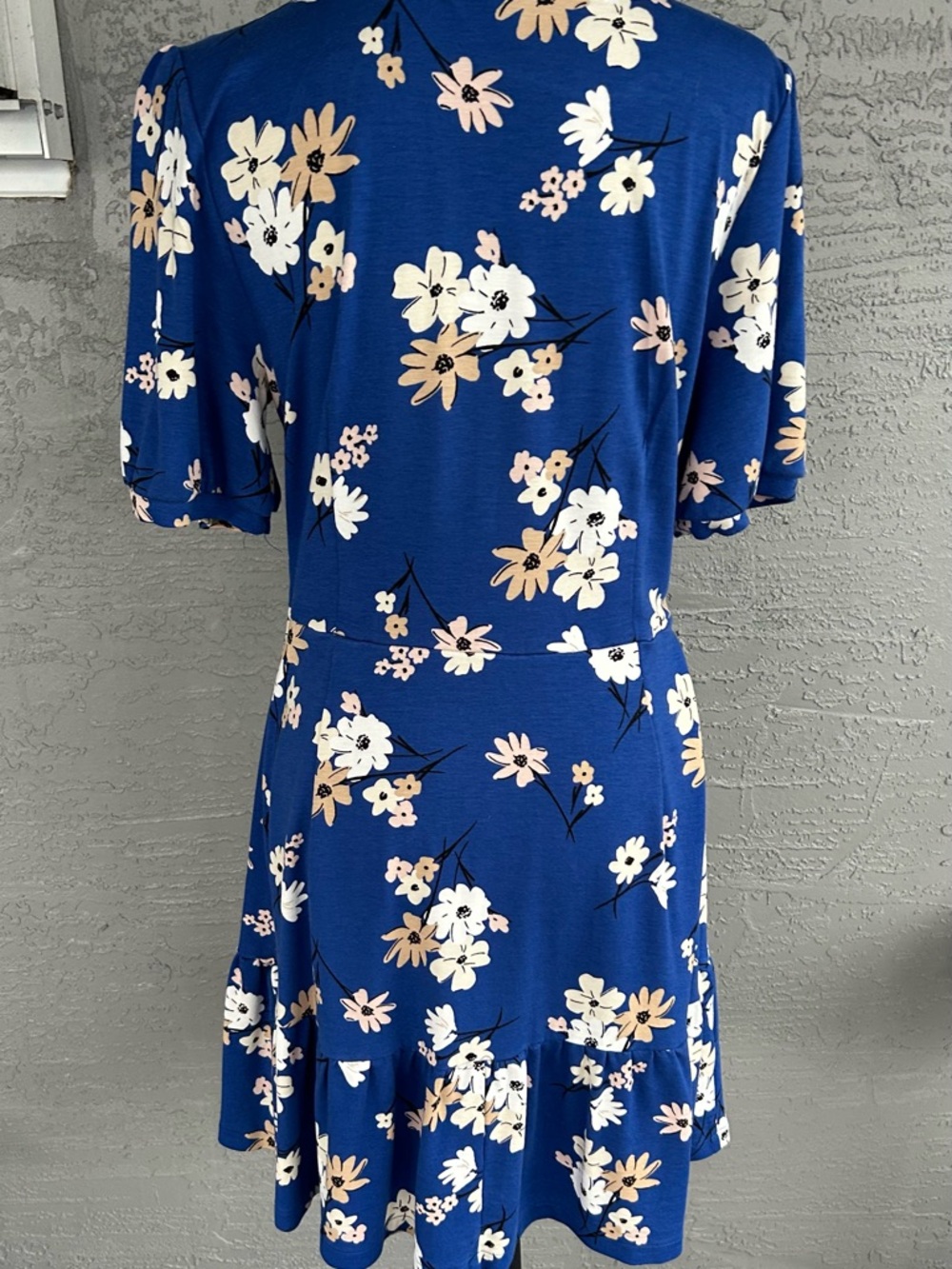 LOFT Royal Blue Floral Short Sleeve Mini Dress